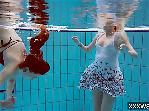 super-steamy Russian chicks swimming in the pool